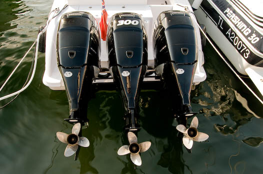 3x 300 HP outboard engine---no concerns about rising fuel costs here...